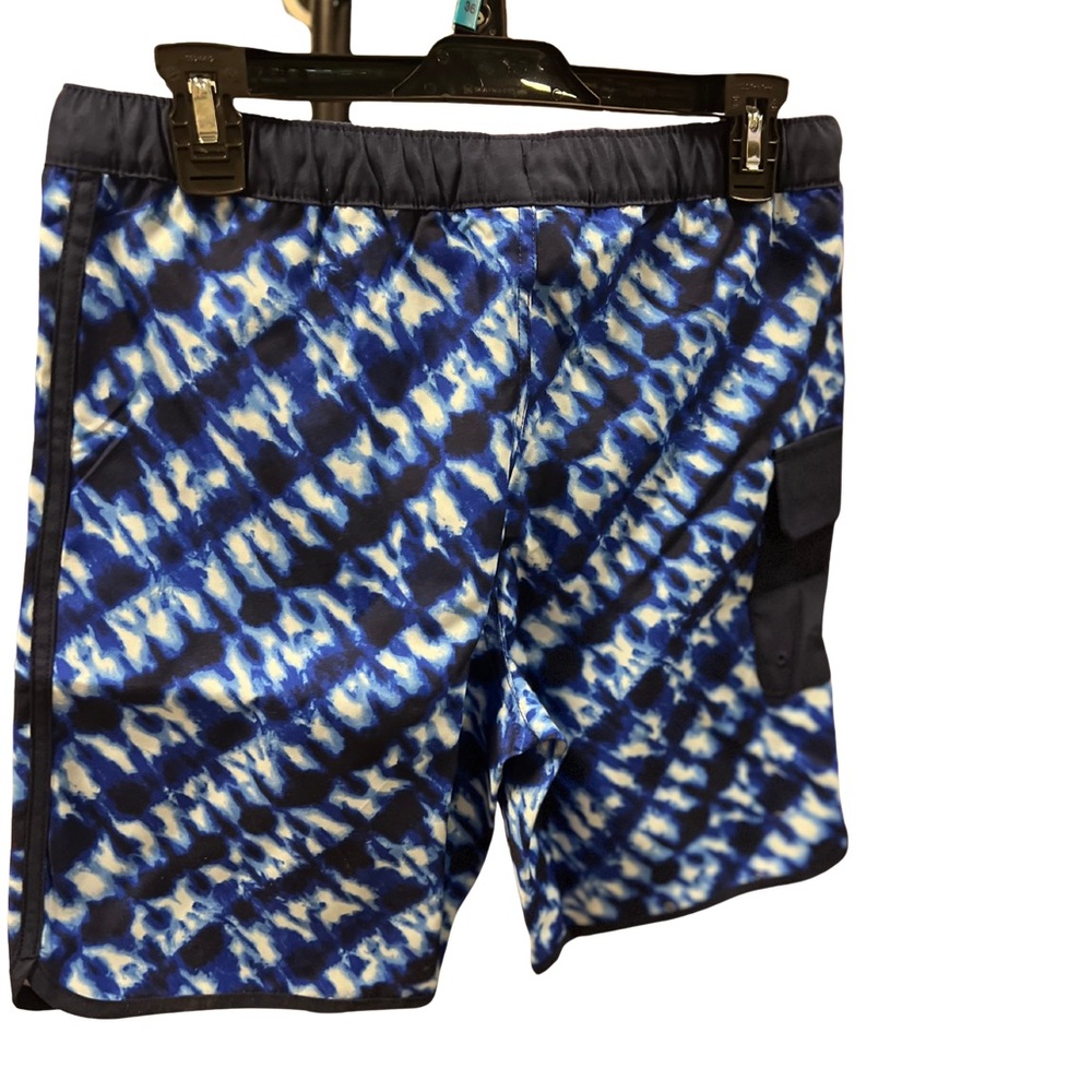 Lands End Boys youth Swim Trunks Blue Tie Dye Print Drawstring Pocket - Picture 3 of 3